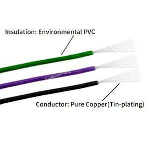 UL1007 전자 와이어 24 22 20 AWG 유연한 케이블 PVC 절연 주석 도금 구리 검정색 빨간색 환경 LED 라인 D