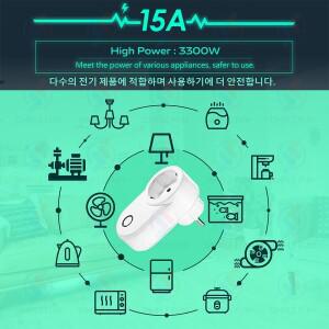 무선 원격 제어 소켓 220V 110V EU FR 스마트 플러그, 50m 범위, 가전 조명 팬용 전원 콘센트 15A