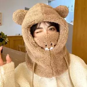 곰돌이 바라클라바 귀여운 털모자 겨울 모자