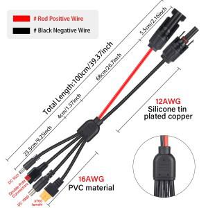 XT60/DC5521/DC7909에 대한 4-in-1 태양 전지 패널 커넥터 연장 케이블 12AWG 바이폴라 링크 실리콘 주석