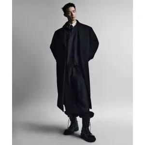 MUSINSA STANDARD 울 블렌드 빅 대디 싱글 맥시 코트 [블랙]