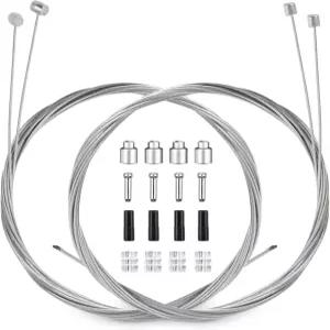 4PCS 자전거 브레이크 케이블 기어 시프터 와이어 세트 범용 표준 산악 및 MTB 전문 라인 무료 캡 엔드