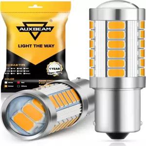 Auxbeam 1156 방향지시등 전구 슈퍼 브라이트 앰버 옐로우 P21W BA15S 12V-3030 SMD 칩셋 프로젝터 포함