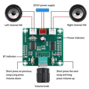 Bluetooth 5.0 클래스 D 증폭기 보드 PAM8403 오디오 채널 스테레오 5WX2 디지털 볼륨 조절 가능