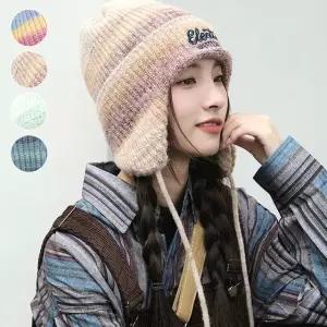 여성 패션 귀덮개 니트모자 방한용