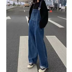 G하우스 캐주얼멜빵바지 진청 데님 와이드핏 멜빵 바지 M~XL 여성 통