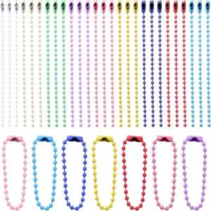 100개 볼 비즈 체인 컬러 4인치 도그 태그 키체인 보석 제작용 커넥터가 있는 목걸이 행잉 DIY 공예