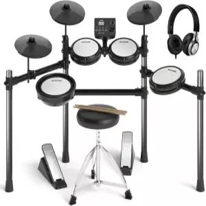 조용한 메쉬 패드가 적용된 AODSK 전자 드럼 세트 초보자를 위한 USB MIDI 왕좌 헤드폰 스틱 15개 키트와