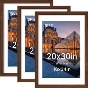VCK 20x30 플렉시글라스 우드 6x24 매트 3개 세트 프레임 파손 갤러리 품질 벽걸이 사진 예술 작품 및 벽