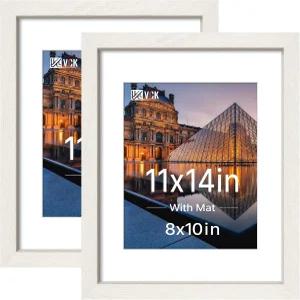 VCK x4 실제 유리 화이트 우드 8x0 매트 2개 세트 강화 갤러리 품질 프레임 벽걸이 사진 예술 작품 및 벽