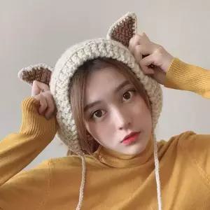 큐티 니트 귀도리 여성 겨울 방울귀도리