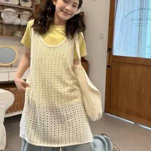(다올)여성 통기성 그물 펀칭 롱 조끼
