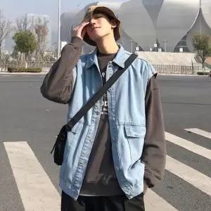연청 오버핏 INSUM26 데님자켓 캐주얼 조끼 베스트 청자켓