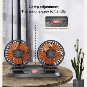 자동차 선풍기 냉각 듀얼 헤드 USB 2 단 속도 조절 가능, 공기 액세서리 바람 5V, 12V, 24V