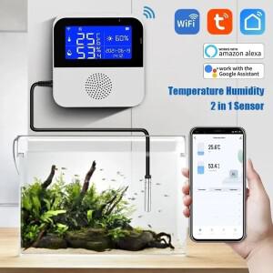 WiFi Tuya 스마트 라이프 LED 디스플레이 온도 습도 센서 거실 사무실 실내 수족관 수온 감지기 라인