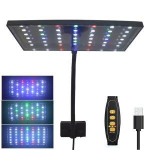 USB 수족관 LED 조명 전체 스펙트럼 수생 식워터 성장 램프 어항 조정 가능 밝기 디밍 시간 360 ° 회전