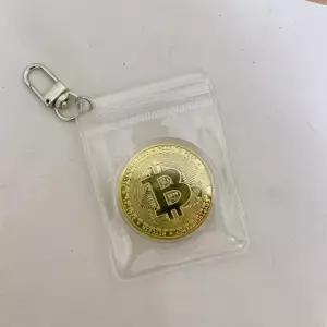 동전 당첨 행운 상징 가상 모형 화폐 지퍼백 파우치 코인 투명 기념주화 비트코인 키 황금 상징 미니 메달