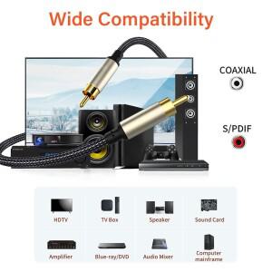 골드 도금 RCA-RCA 동축 SPDIF 케이블 서브우퍼 증폭기 콘솔 믹서 사운드 카드 TV 박스 PC 자동차 HiFi 스