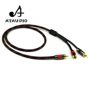 ATAUDIO HIFI 단일 RCA-듀얼 서브우퍼 오디오 케이블 순수 구리 1개 서브-2 분배기 Y