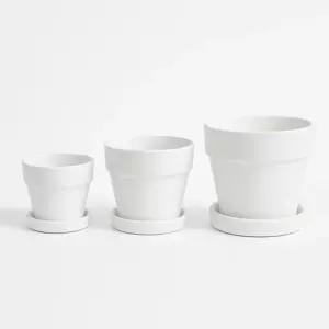 모던레시피 심플 화이트 무광 도자기 원형 화분 13x13cm 꽃화분 식물 플라워 꽃집 분배 인테리어 정원 원예
