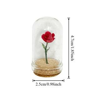 1/5 PCS 유리 클로슈 아래에 장미 인형의 집, 요정 정원 길 및 미니어처 풍경, 시뮬레이션 모델용 1:12
