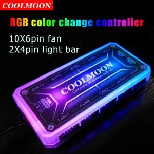 COOLMOON ARGB 컨트롤러, 냉각 선풍기, 스마트 리모컨 PC 컴퓨터 케이스, 섀시, 사일런트 허브, 12V, 5A,