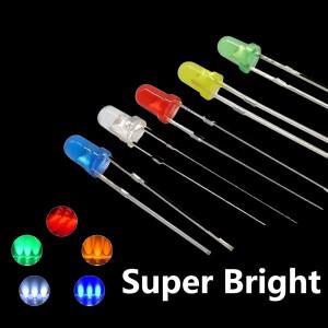 50/100피스 3mm 슈퍼 밝은 LED 다이오드 3V 여러 가지 빛깔의 램프 흰색/빨간색/노란색/녹색/파란색 발광