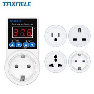 소켓 온도 조절기 디지털 컨트롤러 콘센트 110V 220V NTC 센서 프로브 가열 냉각 EU 미국 영국 플러그
