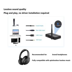 LE Audio Bluetooth 5.3 게임용 무손실 Auracast LC3이 포함된 TV 헤드폰용 오디오 송신기 어댑터 음악 시