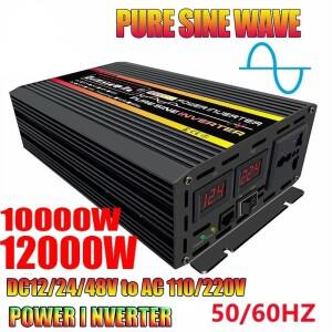 12000W 순수 사인파 전원 인버터 전압 변압기 디지털 디스플레이 자동차 홈 야외 DC12V 220V 컨트롤러