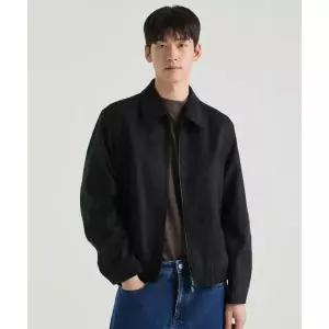 MUSINSA STANDARD 신세틱 스웨이드 미니멀 블루종 재킷 [블랙]