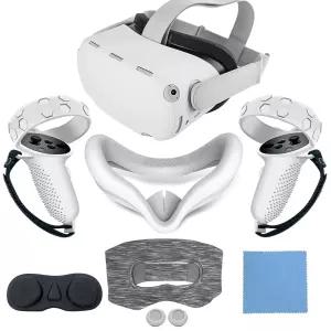 JYMEGOVR for Oculus Quest 2 실리콘 커버 Meta VR용 보호 액세서리 다색 소프트 쉘 스킨 컨트롤러 그립 및