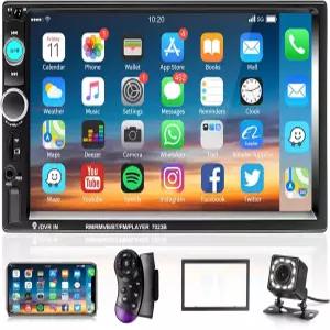 Podofo Car Stereo 더블 DIN 카 라디오 7인치 MP5 플레이어 HD 터치 스크린 디지털 디스플레이 블루투스
