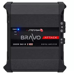 Stetsom Bravo Attack 3000 1옴 모노 카 앰프 3000.1 3K 와트 RMS 1 안정적인 오디오 풀 레인지 HD 사운드