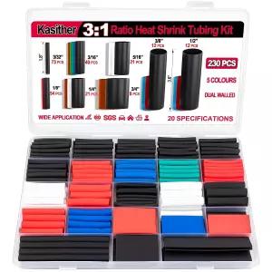 230개 3 1 열수축 튜브 키트 8가지 크기 비율 라이닝 해양 등급 랩 다양한 슬리빙 케이블 와이어 - DIY