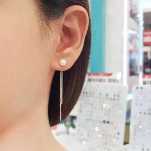 [볼라레][노원점]크림진주6mm 체인귀걸이 (DA932)