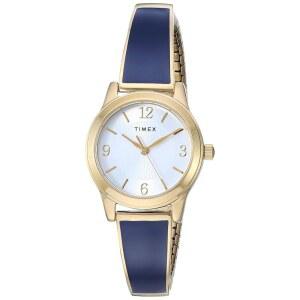 Timex 여성용 스트레치 뱅글 25mm 시계, 블루/골드