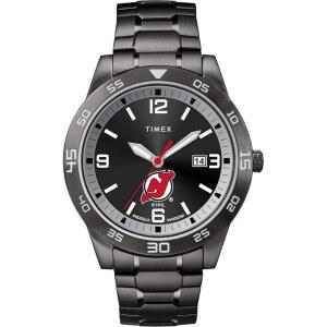 Timex NHL 남성용 42mm Acclaim 시계, 뉴저지 악마., 모던.