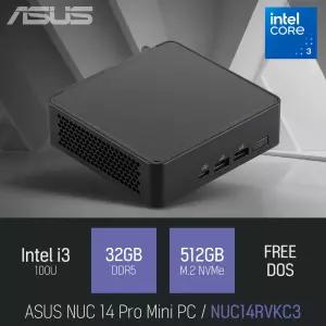ⓒ ASUS NUC 14 Pro Mini PC NUC14RVKC3 i3-100U 32GB 512GB / 인강용 사무용 산업용 미니PC