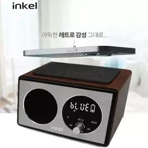 인켈 올인원 레트로 미니오디오 일체형 라디오 블루투스 스마트폰 무선충전 시계 알람-R8