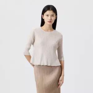 [플리츠미] 밑단 플레어 플리츠 티셔츠_EPTSS126013