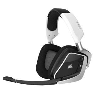 Corsair Void RGB 엘리트 무선 게임 헤드셋 u2013 7.1 서라운드 사운드 u2013 전방향 마이크 u2013 마이크로파이버 메시 이어패드 u2013 최대 40피트 범위 u2013 iCUE 호환 u2013 PC, Mac, PS5, PS4 u2013 화이트