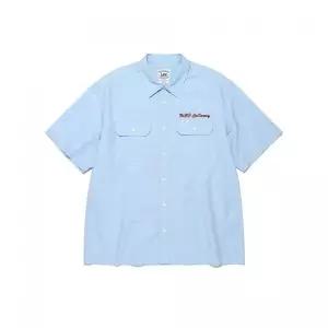 LEE 레터링 자수 포켓 반팔 셔츠 블루LE2602SS05BL