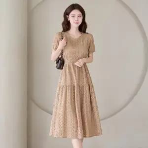 아일렛 펀칭 티어드 롱 원피스_M2607OP084B