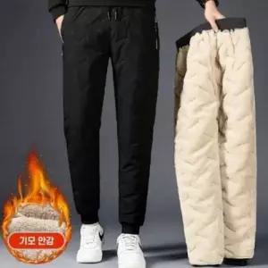 양털 트레이닝 겨울 방한바지 기모 솜 남자 밴딩팬츠 조거팬츠 두툼한 방한 융털 패딩 조거팬츠