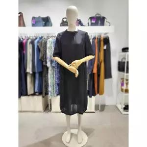 [올리비아로렌] 라운드넥 배색 스티치 인견 반팔 원피스 vocoa4m5316