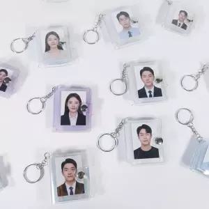 미니 앨범 키링 투명 펄 사진첩 열쇠고리 DD-13509