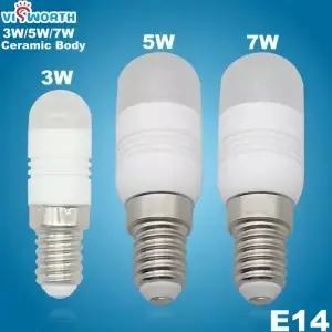 미니 세라믹 바디 3W 5W 7W Led 전구 E14 냉장고 램프 AC 110V 220V 240V SMD3014 따뜻한 차가운 흰색