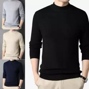 [옷자락]남자 모크넥 다크컬러 출근룩 겨울니트 얇은목티 티셔츠