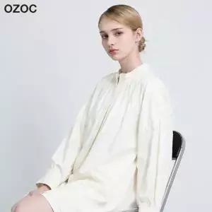 [T쇼페] [오조크(OZOC)] 게더 라운드넥 미디원피스 (택가격 168000원)